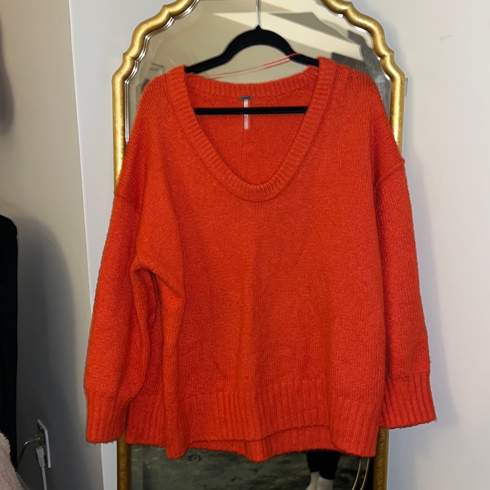 NWOT Free People Red Oversized Sweater